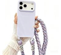 Rokmym Coque pour iPhone 17 Pro Max avec Cordon,Étui Silicone Liquide Housse avec Tour de Cou Lanière en Corde Coque avec Bandoulière Réglable Lanyard Protection Anti-Choc Cover,Violet Clair