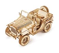 ROKR Car en Bois à Construire - 3D Puzzle Maquette Bois - Maquette mécanique pour des Enfants et des Adulte (Army JEE