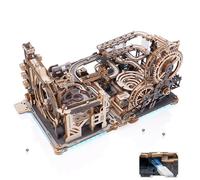 ROKR Circuits de Billes Électrique 3 en 1 - Maquette en Bois à Construire - Puzzle 3D Mécanique pour Adolescents (Spaceport, Night City & Link Pack)