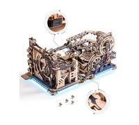 ROKR Circuits de Billes Puzzle en Bois 3D Maquette en Bois Construire LGX02 | Kits de modèle mécanique Moteur avec des boules, Modes automatiques, Marble Spaceport & Night City & Connexion