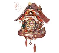 ROKR Horloge Coucou de Noël Puzzle 3D en Bois, LCB01 | Maquette en Bois a Construire,Décoration de Noël, Idée Cadeau Créative,Déco Murale & à Poser