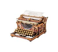 ROKR Machine à écrire 3D Puzzle en Bois pour Adultes - Noir et Or, Kit de Modélisme Mécanique, Maquette Vintage pour Bureau, Cadeau DIY pour Constructeurs Patients (Marron Vintage)