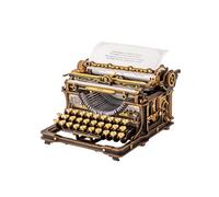 ROKR Machine À Écrire, Puzzle 3D Bois Noir Et Or, Kit Mécanique LK703B | Pour adultes; maquette vintage de bureau et cadeau DIY pour constructeurs patients; 320 pièces, montage 10-12 h
