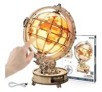 ROKR Maquette Bois 3D Globe Lumineux 180 Pièces - Puzzle Adulte