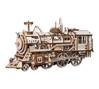 ROKR Maquette Bois Découpe Au Laser 3D Puzzle Locomotive en Bois Modèle D'artisanat avec Mécanique Gear Jouets pour Garçons et