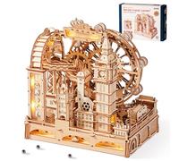 ROKR Marble Travel London - Puzzle Circuit à Billes 3D en Bois, Kit STEM pour Adolescents & Adultes, Maquette Interactive des Monuments de Londres avec Affichage Lumineux