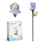 ROKR Puzzle 3D Fleurs Roses Camélia Kits de modèles DIY pour Adultes, Bouquet de Fleurs artificielles, Accessoire de décoration intérieure, Cadeaux de Plantes artificielles (Rose Bleue)