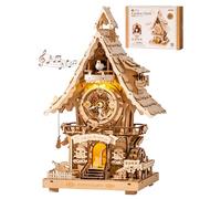 ROKR Puzzle 3D Horloge à Coucou, Maquette en Bois a Construire, LC901 | Kits de Maquettes, Puzzle 3D Cadeaux Artisanaux et décoration pour Adultes, Cuckoo Clock Couleur du Bois
