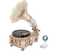 ROKR Puzzle 3D Maquette Bois Gramophone, Modes Automatique et Manuel LKB01D | Maquette en Bois a Construire pour Adulte Enfants, Classique Kits de Modèles de Bricolage Construction Jouet