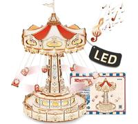 ROBOTIME Casse-tête en bois 3D Swing Ride – Carrousel balançoires 21,9×21,9×27,9 cm