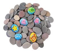 Rokraft Lot de 60 Pierres de Rivière Naturelles Lisses 5,5-8,5 cm pour Peinture, Galets Plats pour Galets de Gentillesse, Activités Scolaires et Loisirs Créatifs DIY