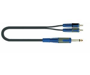 Roksolid Câble audio 2 prises mâles phono vers 1 prise Jack mono 6,3 mm 2 m