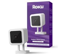 Roku Caméra de sécurité extérieure pour la maison - Caméra de sécurité filaire résistante aux intempéries IP65 avec vision nocturne HD 1080p, fonctionne avec Alexa et Google, détection de mouvement et