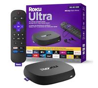 Roku Lecteur de streaming Ultra LT (4K/HDR/HD) avec télécommande vocale améliorée, Ethernet W/câble HDMI 4K de qualité supérieure de 1,8 m et microSD de 64 Go pour un chargement plus rapide des canaux