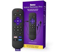 Roku Voice Remote Pro | Télécommande vocale rechargeable avec commandes TV, localisation à distance perdue, écoute privée, commandes vocales mains libres et boutons de raccourci personnels pour