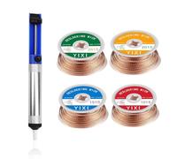 ROKZELT Pompes À Dessouder, Pompe À Dessouder + 4Pcs Mèche À Dessouder, Pompe À Dessouder Professionnelle Pour Aspirer L'Étain À Souder Liquide, Accessoires Indispensables Pour Soudeurs