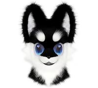 Rolamumu Fursuit Wolf/Chien Hood, Japonais Furry Animal Style Wearable Hood, Fausse Fourrure Animal Headwear, Comic Show Party Cosplay(D)