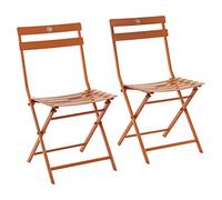 ROLAND GARROS - Lot de 2 Chaises - Greensboro - Coloris Terre Battue - Acier - 51 x 42 x 81 cm