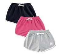 Rolanko Enfant Shorts Fille Sports Coton Danse Short Gymnastique Été D'entraînement Hot Pant pour La Course (Gris Rose Bleufoncé, Taille:170, 13-15 Ans)