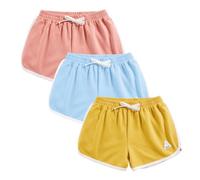 Rolanko Enfant Shorts Fille Sports Coton Danse Short Gymnastique Été D'entraînement Hot Pant pour La Course Lot De 3 (Rose Jaune Bleu Ciel, Taille:150, 10-11 Ans)