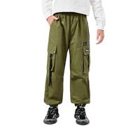 Rolanko Pantalon Cargo Garçon Jogging Enfant Slim Fit Camouflage Pantalons Ave Taille Élastiquée, Ruban Vert Armée, Taille: 170/13-15 Ans