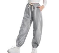 Rolanko Pantalon de Survêtement en Molleton pour Filles, Pantalon de Jogging de Sport Uni, Bas de Survêtement pour Enfants, Grise, Taille: 150/10-11 Ans