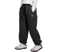 Rolanko Pantalons de Jogging pour Filles, Taille Élastique Pantalons de Sport en Coton Bas de Jogging d'École Coupe Ample, Noir, Taille : 10-11 ans/150