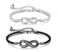 RolaOnly Bracelets couple personnalisés avec gravure Noms Bracelet couple Amoureux pour 2 bracelets de partenaire assortis à l'infini Cadeaux pour petit ami petite amie Saint Valentin (Style 9)