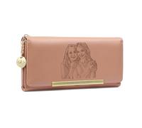 RolaOnly Personnalisé Portefeuille Femme Grand Format Photo et Nom Portefeuille avec Pochette de Monnaie Porte-Cartes Cadeau pour Femme Anniversaire Noël (Rose)
