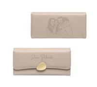 RolaOnly Personnalisé Portefeuille Femme Grand Format Photo et Nom Portefeuille avec Pochette de Monnaie Porte-Cartes Cadeau pour Femme Anniversaire Noël (Kaki)