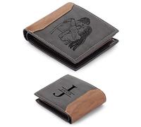 Rolaonly Portefeuille Porte-Carte avec Photo Prenoms Gravé Personnalisé Gris Porte-Carte pour Carte d'Identité/Carte Grise/Cartes de Crédit Cadeau de Anniversaire/Noël/Fête des Pères