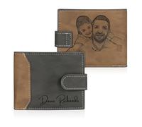 RolaOnly Portefeuilles pour Hommes Personnalisé Photo Portefeuille en Cuir Portefeuille Gravée Homme,Cadeaux de fête des pères pour Papa Grand-père Famille Petit ami (# 1)