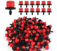 Rolcoassuns Lot de 100 goutteurs d'arrosage réglables 1/4", micro-gouttes 360° pour système d'arrosage de jardin, arroseurs anti-obstruction pour tuyaux de 4 mm/7 mm, rouge