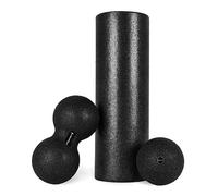 rôle fascia + balle de massage Premium avecSet Faszien - Rouleau d'entrainement en mousse - Qualité studio professionnel, Noir