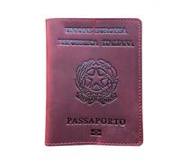 Rolianse Étui passeport en cuir italien véritable porte-passeport italien durable unisexe de travail homme porte-passeport en cuir, rose, Taglia Unica, Décontracté
