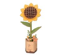 Rolife 3D Puzzle en Bois Bouquet de Fleurs en Bois Artisanat Modèle pour Adulte Fleur Eternelle Cadeau Romantique pour Femme Noël/Anniversaire/Saint Valentin/Fête des Mères (Tournesol)