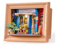 Rolife DIY Miniature Maison Atelier de Fleurs Flora - Puzzle 3D Bois 183 pièces Adultes, modèle emboîtement montable sur Mur avec LED Tactile, œuvre Murale encadrée pour déco intérieure
