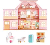 Rolife Haley Island Fairy Rose Cottage Kit de construction pour maison de poupée, villa miniature rose victorienne avec lumières LED, 178 pièces, jeu et cadeau pour enfants, adolescents, adultes