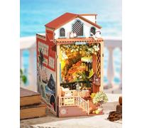 Rolife Kit Book Nook pour Adultes, Sunset Isle avec Éclairage Tactile | Puzzle 3D en bois de 284 pièces avec deux modes de lumière chaude pour décorer une étagère; dès 14 ans