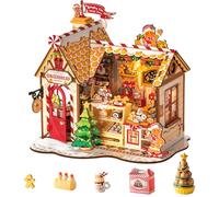 Rolife Maison de Poupée de Noël Maison Pain d’Épices Kit DIY Miniature en Bois Modèle de Maison Décoration de Noël Cadeau Créatif pour Adultes et Adolescents