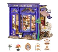 Rolife Maison de poupée DIY Miniature Salle de thé Kit avec lumières Loisirs Structure d'ouverture Noël Cadeau d'anniversaire