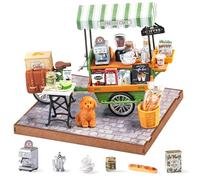 Rolife Maison de Poupée en Bois Chariot de Café Aromatique Maquette en Bois Kit de Modèle Maison Miniature Book Nook Décoration de la Maison Cadeau Créatif pour Adultes