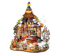 Rolife Maison de Poupée en Bois Maison de Bonbons Hantée Maquette Maison Miniature Fantasmagorique pour Halloween Décoration Intérieure Cadeaux pour Halloween et Noël