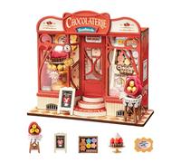 Rolife Maison de Poupée Série Mini Magasin Maquette Kit de Maison Miniature Maquette en Bois Book Nook Kit Décoration Intérieure Cadeau d'anniversaire pour Adultes (Boutique Chocolat)