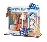 Rolife Maison de Poupée Série Mini Magasin Maquette Kit de Maison Miniature Maquette en Bois Book Nook Kit Décoration Intérieure Cadeau d'anniversaire pour Adultes (Boutique de Musique)