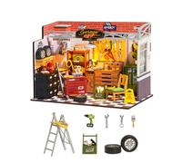 Rolife Maison de Poupées avec Meubles Garage Miniature Maison en Bois Kits de modèles Jouets Cadeau de Noël pour Garçons(DG165 Garage House)