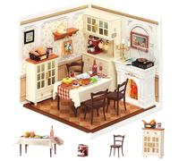 Rolife Maison miniature à monter soi-même Miniatur Haus Bausatz Selber Bauen Deko für Schreibtisch oder Bücherregal 3D Holzpuzzle Modellbausatz Diorama Modellbau Bastelset für Kinder (salle à manger