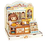 Rolife Maison Miniature Cookii Lapin’s Boutique de Cookies, 182 pièces Maquette Maison 3D Puzzle Maison de Poupée en Bois 3D à Construire Book Nook pour Adultes et Adolescents Pas de Colle nécessaire