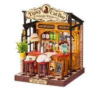 Rolife Maison Miniature Cozy Cat Bistro, 136 pièces Maquette Maison 3D Puzzle Maison de Poupée en Bois 3D à Construire Book Nook pour Adultes et Adolescents Pas de Colle nécessaire