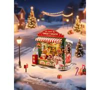 Rolife Maison Miniature Étal de Bonbons de Noël, 170 pièces Maquette Maison 3D Puzzle Maison de Poupée en Bois 3D à Construire Book Nook pour Adultes Pas de Colle nécessaire Décoration de Noël